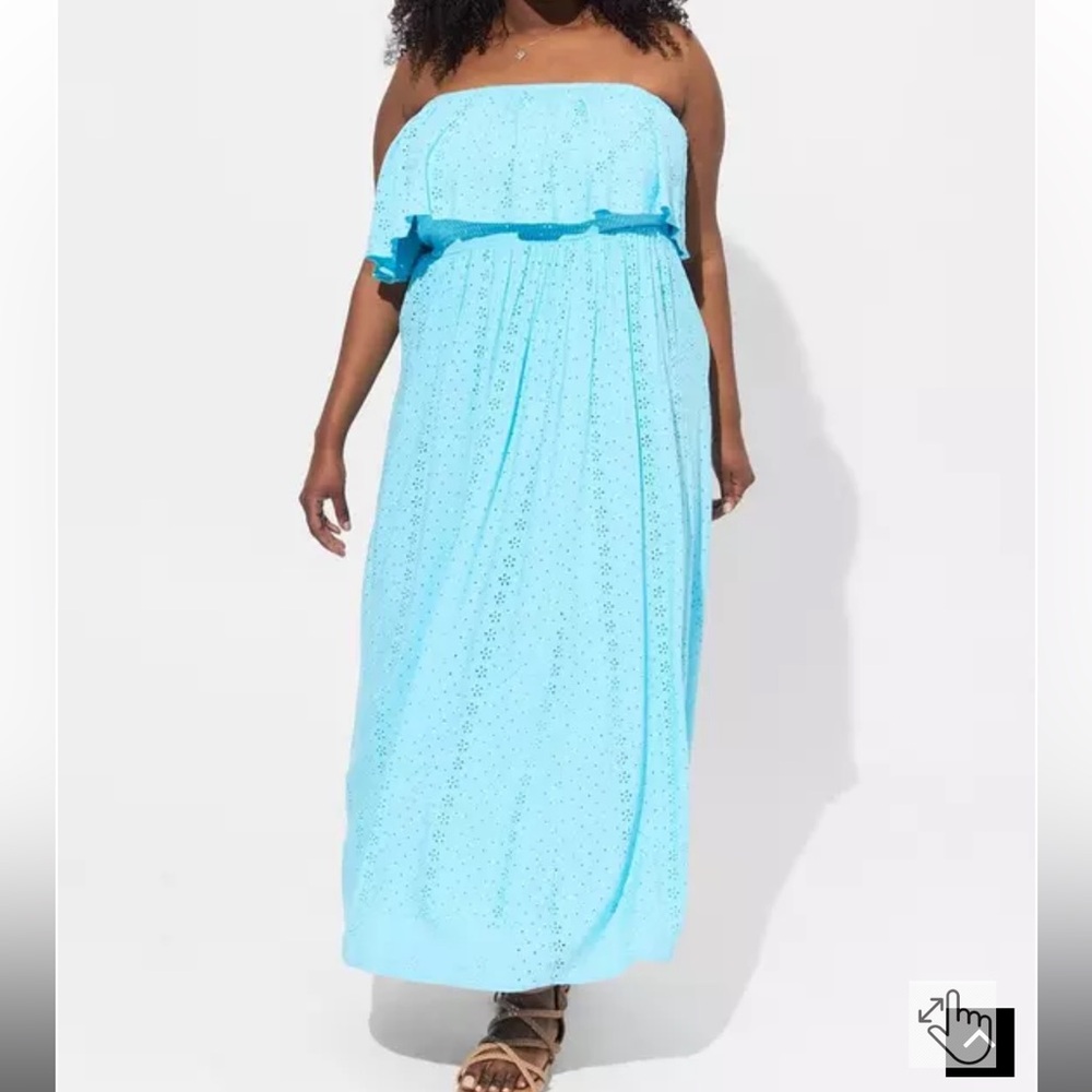 Torrid Maxi Eyelet Strapless Dress Plus Size